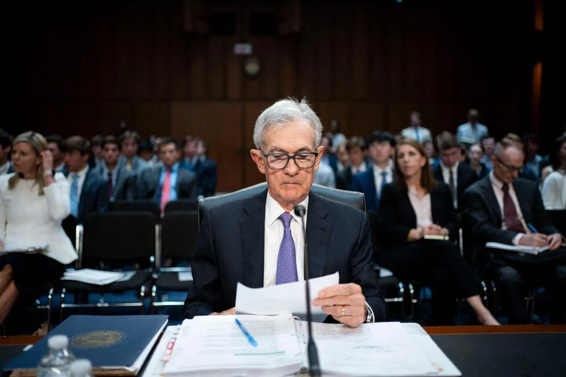 WASHINGTON, DC - JULY 9: Chair of the Federal Reserve of the United States Jerome Powell speaks during a Senate Banking, Housing, and Urban Affairs Committee hearing on the Semiannual Monetary Policy Report to Congress at the U.S. Capitol on July 9, 2024 in Washington, DC. Powell in earlier remarks was quoted, "we want to be more confident that inflation is moving sustainably down toward 2% before we start the process of reducing or loosening policy."   Bonnie Cash/Getty Images/AFP (Photo by Bonnie Cash / GETTY IMAGES NORTH AMERICA / Getty Images via AFP)