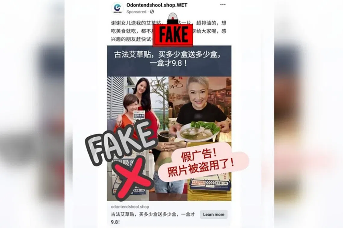 Hong Huifang posted on social media on Monday about a fake advertisement claiming to feature her and her daughter Tay Ying.