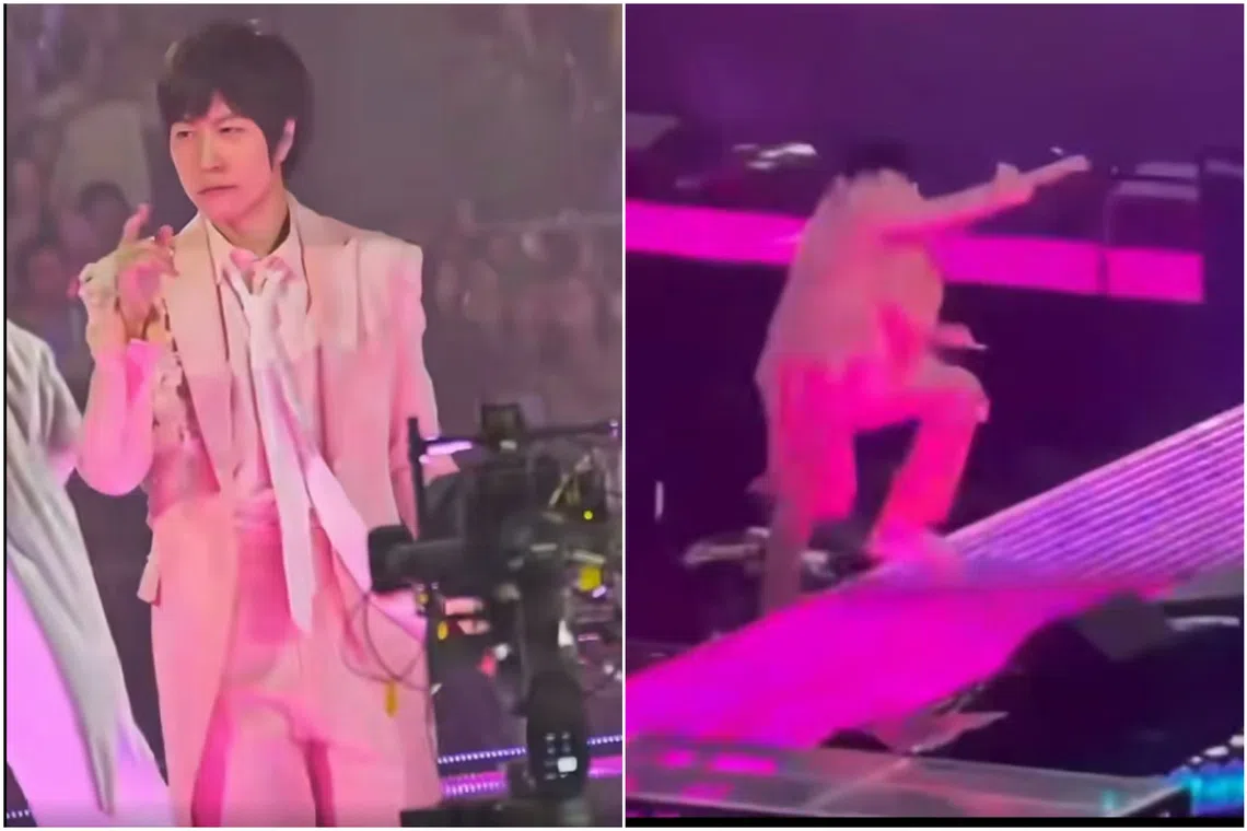 Mayday lead vocalist Ashin was seen in videos on social media to have lost his footing and fell off the stage during a performance. 