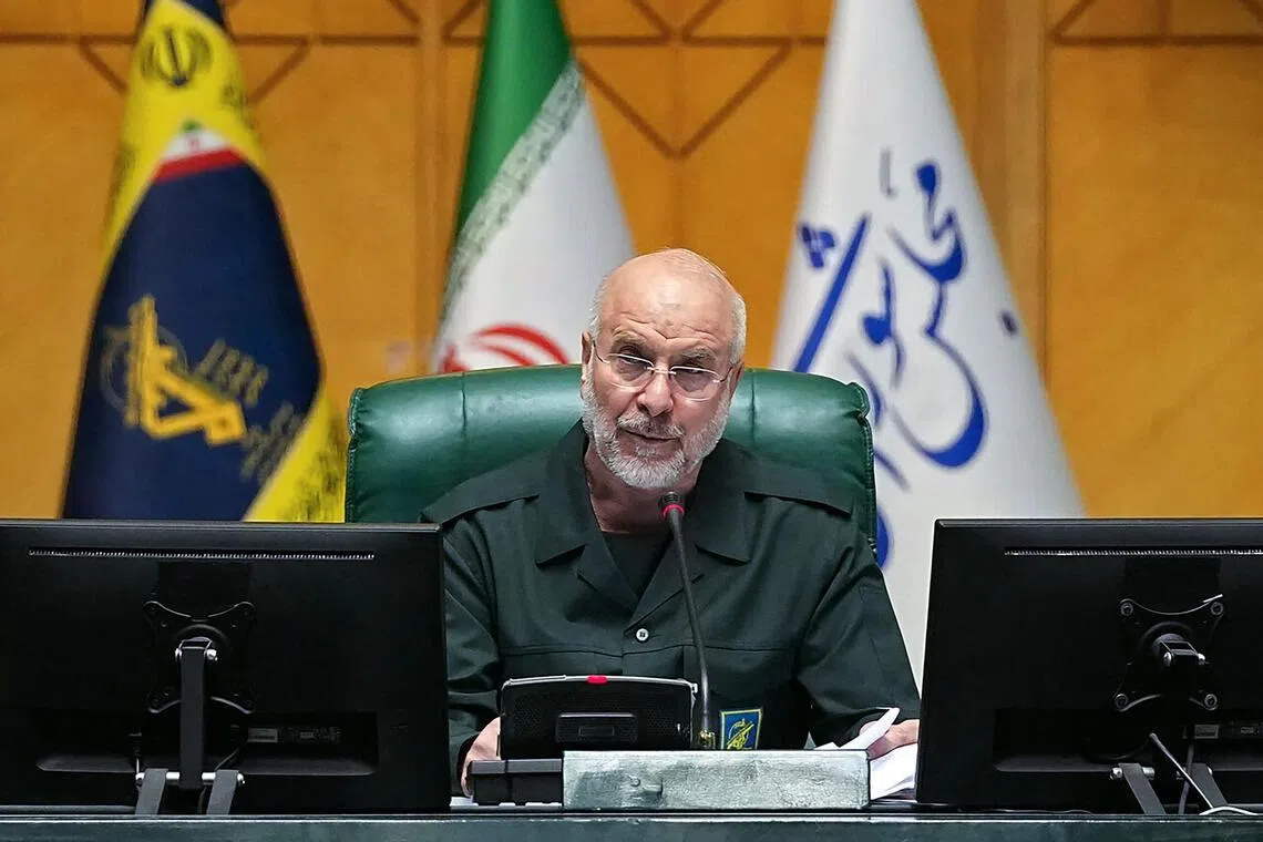 Iran’s Parliament Speaker Mohammad Bagher Ghalibaf chairs a session in Tehran on Feb 1, 2026.