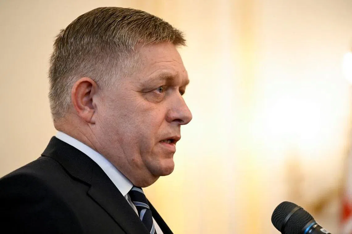 Slovakia's newly appointed Prime Minister Robert Fico attends the new cabinet's inauguration, at the Presidential Palace in Bratislava, Slovakia, October 25, 2023. REUTERS/Radovan Stoklasa