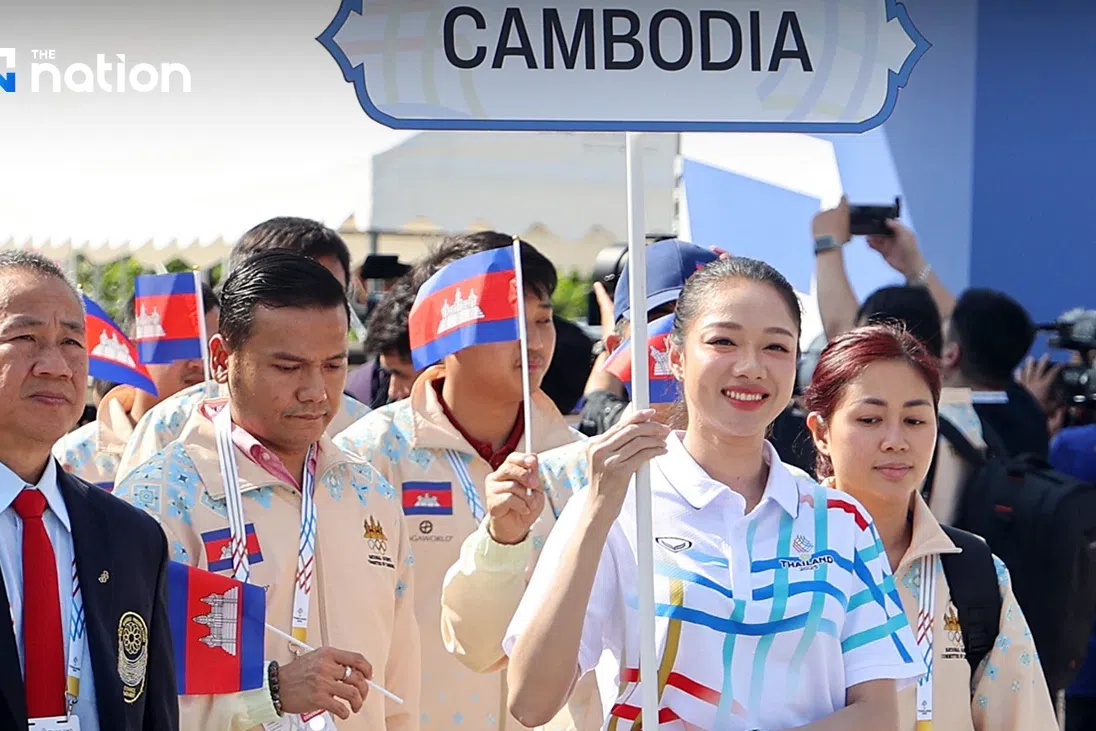 The NagaWorld logo appeared on the jackets worn by Cambodian athletes.