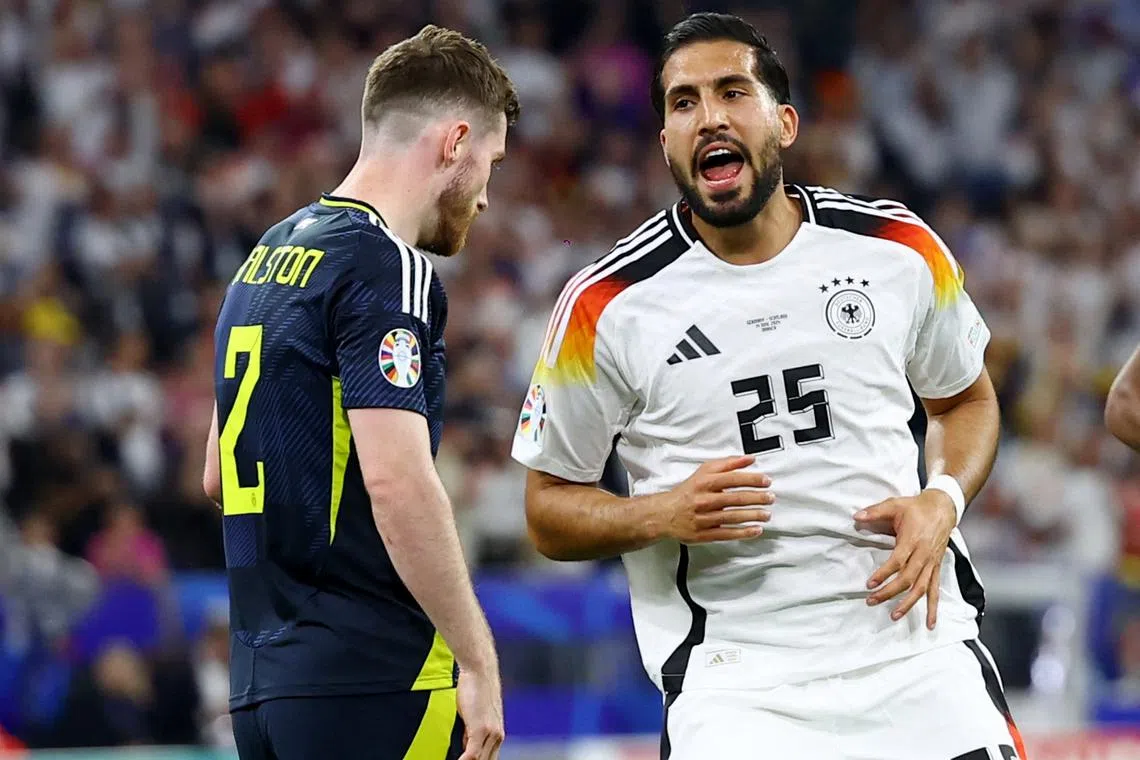 Soccer Football - Euro 2024 - Group A - Germany v Scotland - Munich Football Arena, Munich, Germany - June 14, 2024   Germany's Emre Can celebrates scoring their fifth goal REUTERS/Lee Smith