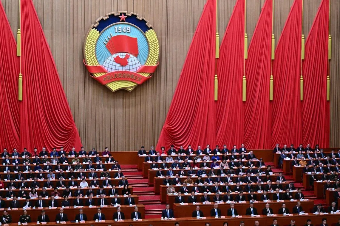 China's President Xi Jinping (centre) chairs the opening ceremony of the CPPCC at the Great Hall of the People in Beijing on March 4.