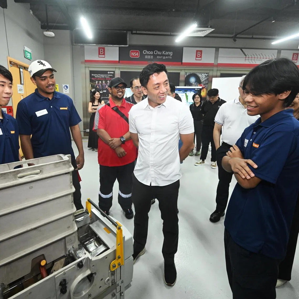 Transport Minister Jeffrey Siow (centre) at the Singapore BusTech and RailTech Grand Challenge at ITE College West on Oct 24.