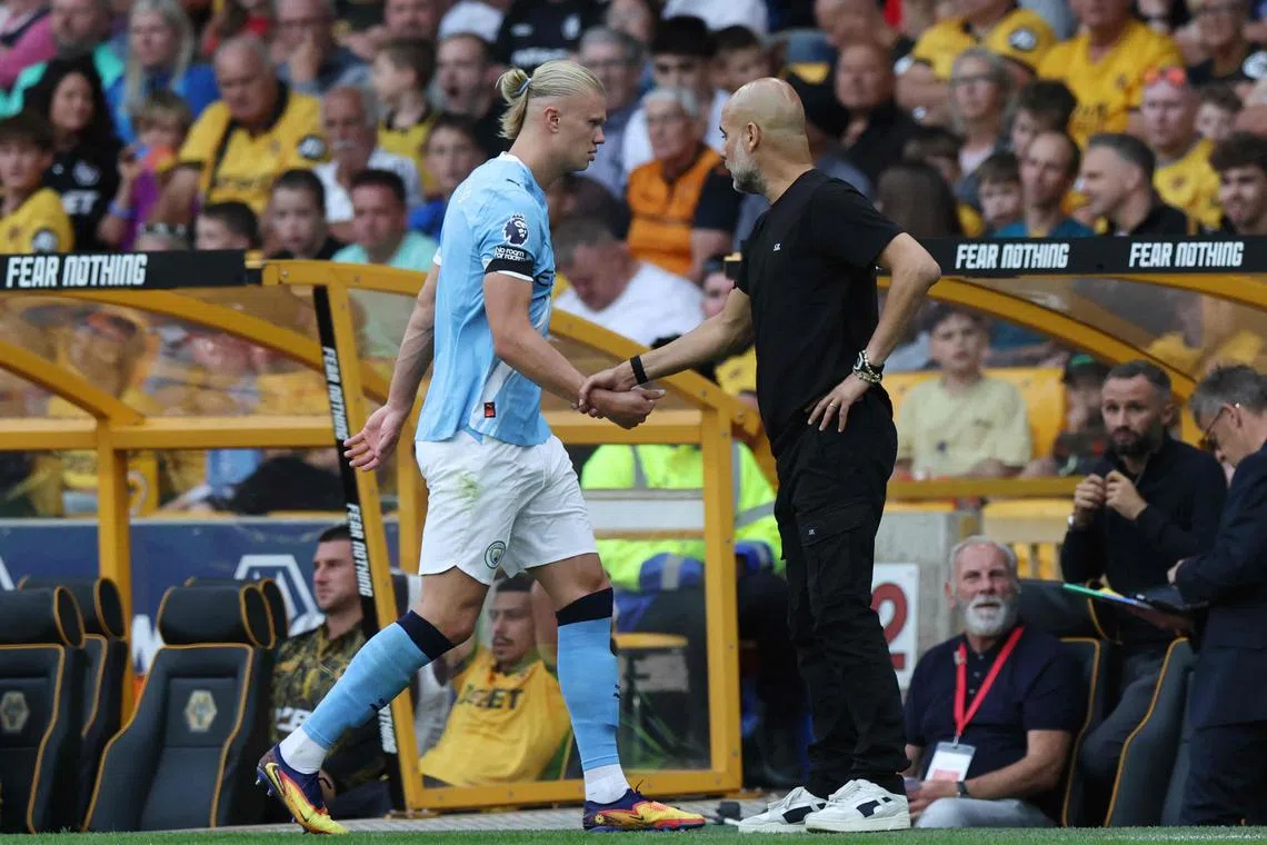 Manchester City's Pep Guardiola and Erling Haaland will be looking to build on last weekend's 4-0 win over Wolverhampton Wanderers when they take on Tottenham Hotspur.