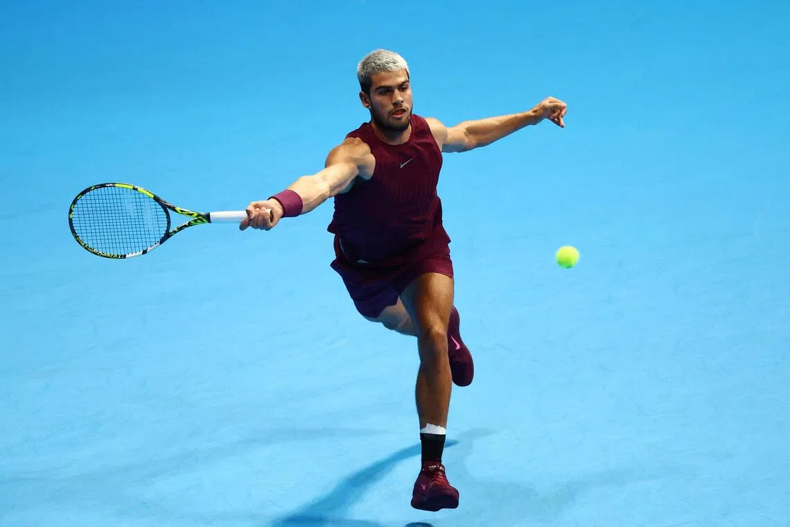 Spain's Carlos Alcaraz during the final against Taylor Fritz of the United States.