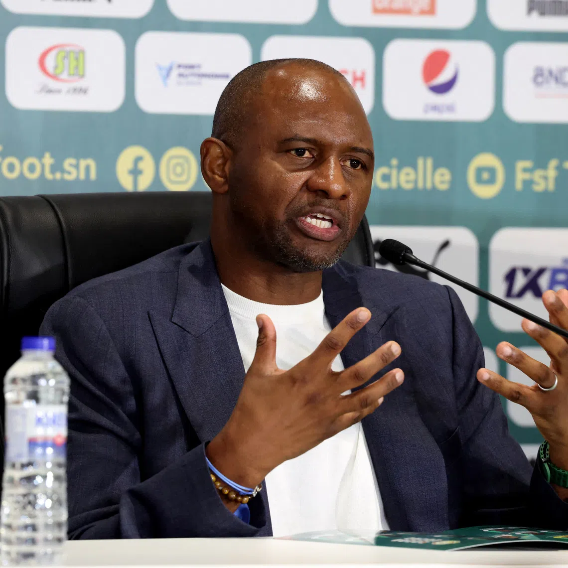Soccer Football - Senegal unveils Patrick Vieira as new coach - Leopold Sedar Senghor Stadium, Dakar, Senegal - September 18, 2026 Senegal coach Patrick Vieira during the press conference REUTERS/Misper Apawu