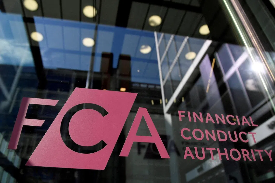Signage for the Financial Conduct Authority, Britain's financial regulatory body, is seen at their head offices in London on March 10, 2022.