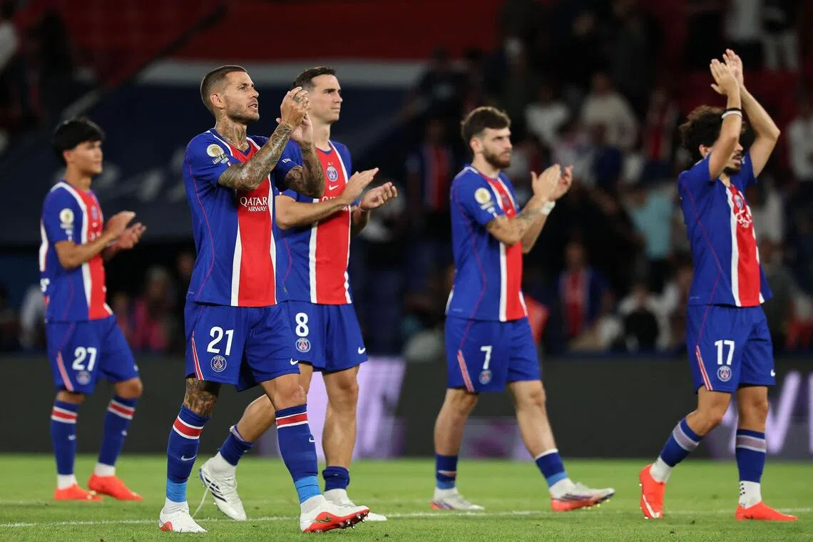 Paris Saint-Germain players after their Ligue 1 loss to Monaco on Sept 4.