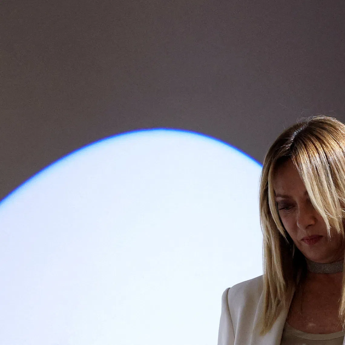 Italian Prime Minister Giorgia Meloni leaves after a visit with French President Emmanuel Macron (not seen) at the Picasso Museum as part of a Franco-Italian summit in Antibes, south of France, June 25, 2026. REUTERS/Manon Cruz/Pool