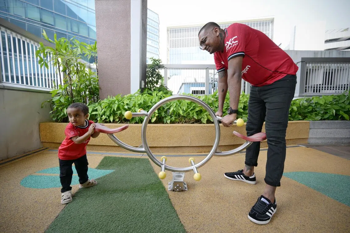 Service staff Noel Joshua Selvanathan with his son Isaiah Luiz Noel, who was diagnosed with a rare genetic disorder called Alagille Syndrome.