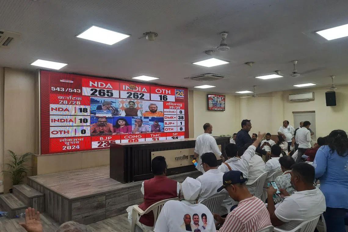 Vote-counting trends showed Indian Prime Minister Narendra Modi’s alliance falling short of a predicted landslide victory.