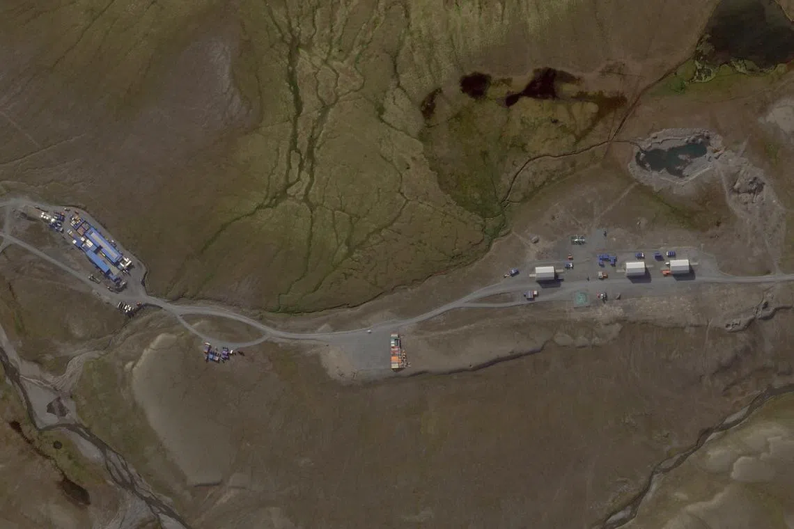A satellite view showing equipment at the Pankovo test site in Yuzhny Island, on the Barents Sea archipelago of Novaya Zemlya, Russia, on Aug 7.