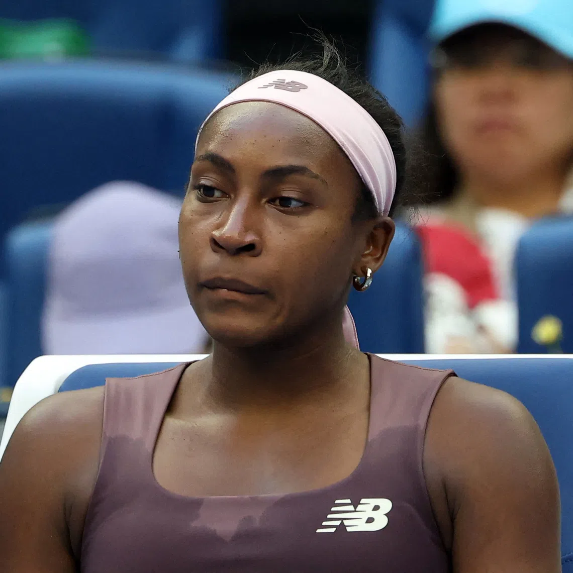 Tennis - China Open - National Tennis Center, Beijing, China - October 7, 2026 Coco Gauff of the U.S. reacts during her round of 16 match against Belgium's Elise Mertens REUTERS/Maxim Shemetov