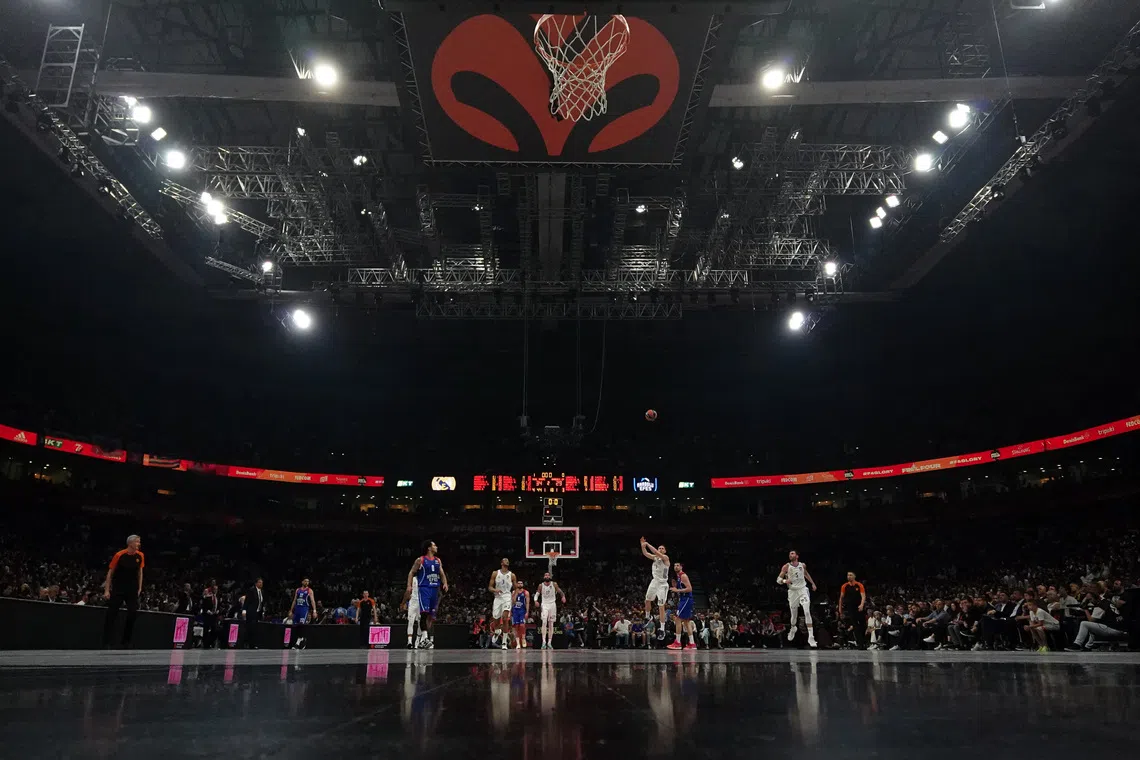 A general view of the Euroleague final between Real Madrid and Anadolu Efes in Serbia in May 2022.