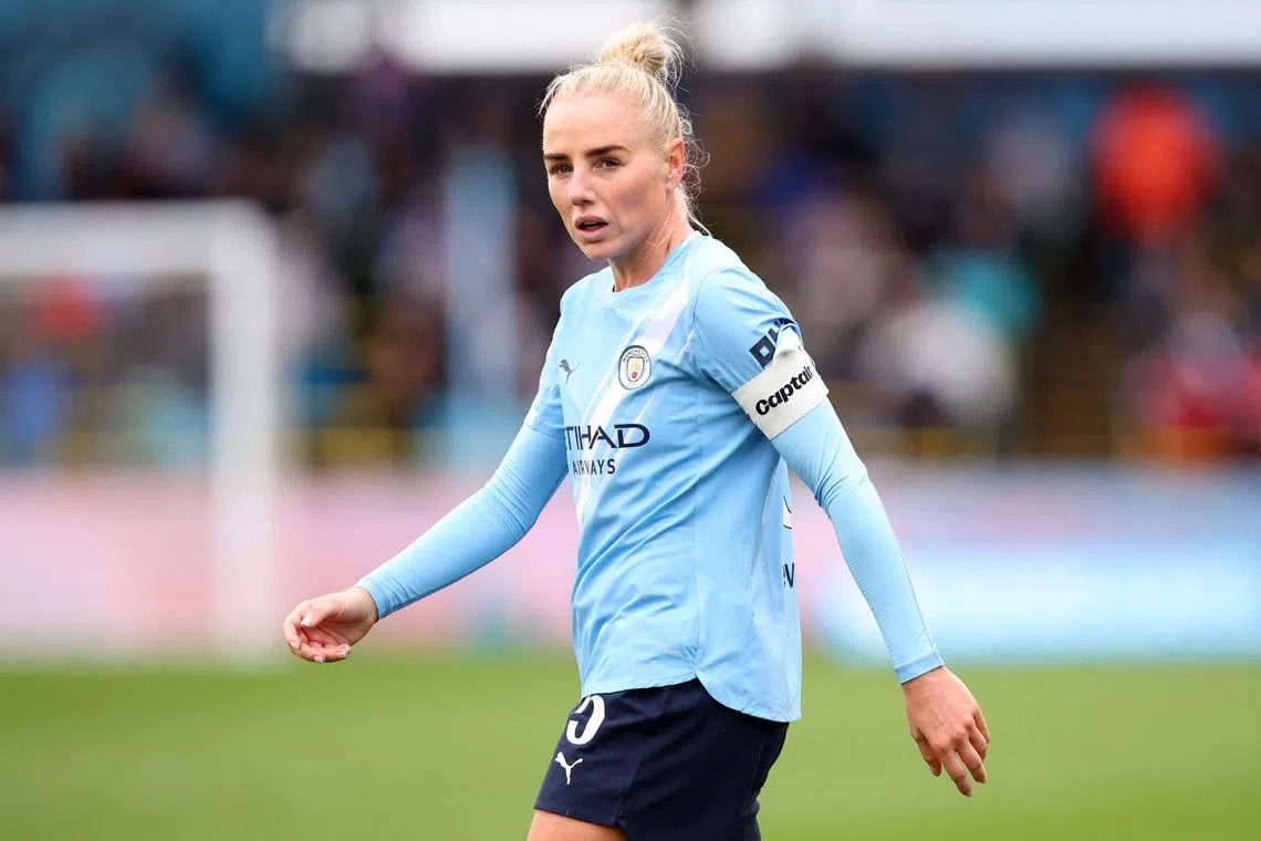 Soccer Football - Women's Super League - Manchester City v Liverpool - Manchester City Academy Stadium, Manchester, Britain - May 3, 2026 Manchester City's Alex Greenwood during the match Action Images via Reuters/Craig Brough