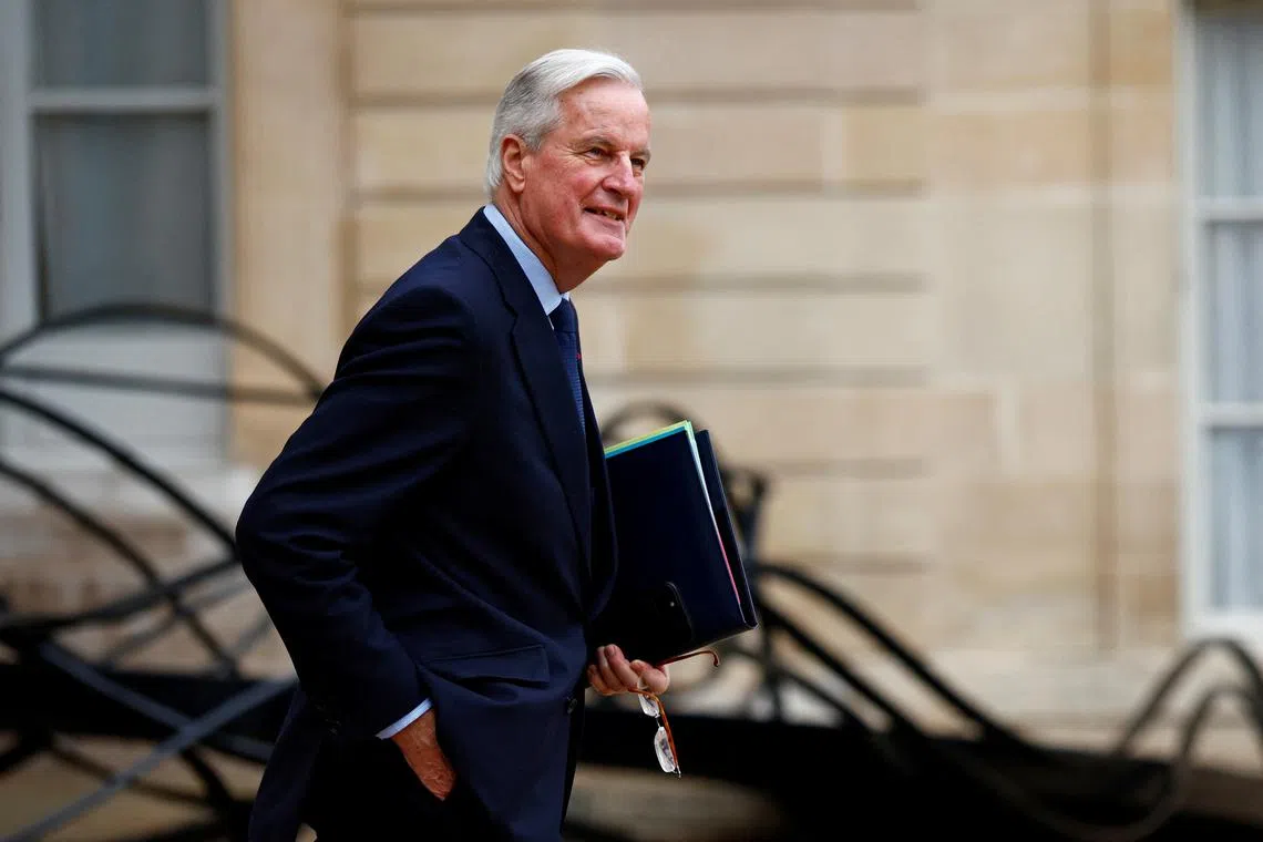 French Prime Minister Michel Barnier leaves following the weekly cabinet meeting at the Elysee Palace in Paris, France, November 27, 2024. REUTERS/Stephane Mahe
