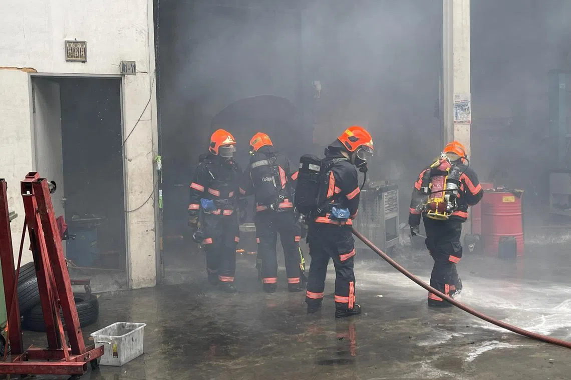 ylfire24 - A fire broke out at a car workshop at 2 Kaki Bukit Avenue 2 on Christmas Eve. One person was sent to Singapore General Hospital.

Credit: SCDF