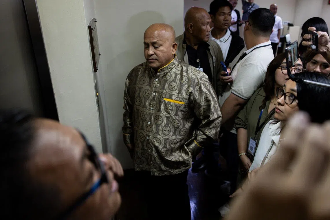 Philippine Senator Ronald \"Bato\" dela Rosa, the chief enforcer of former president Rodrigo Duterte's drug war, at the Senate, which holds him under protective custody amid an International Criminal Court warrant, in Pasay City, Metro Manila, Philippines, May 13, 2026. REUTERS/Eloisa Lopez