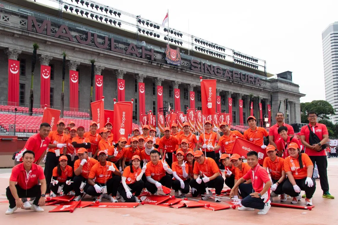 shopee first contingent at ndp 2025 celebrate 10th anniversary and singapore's 60th birthday