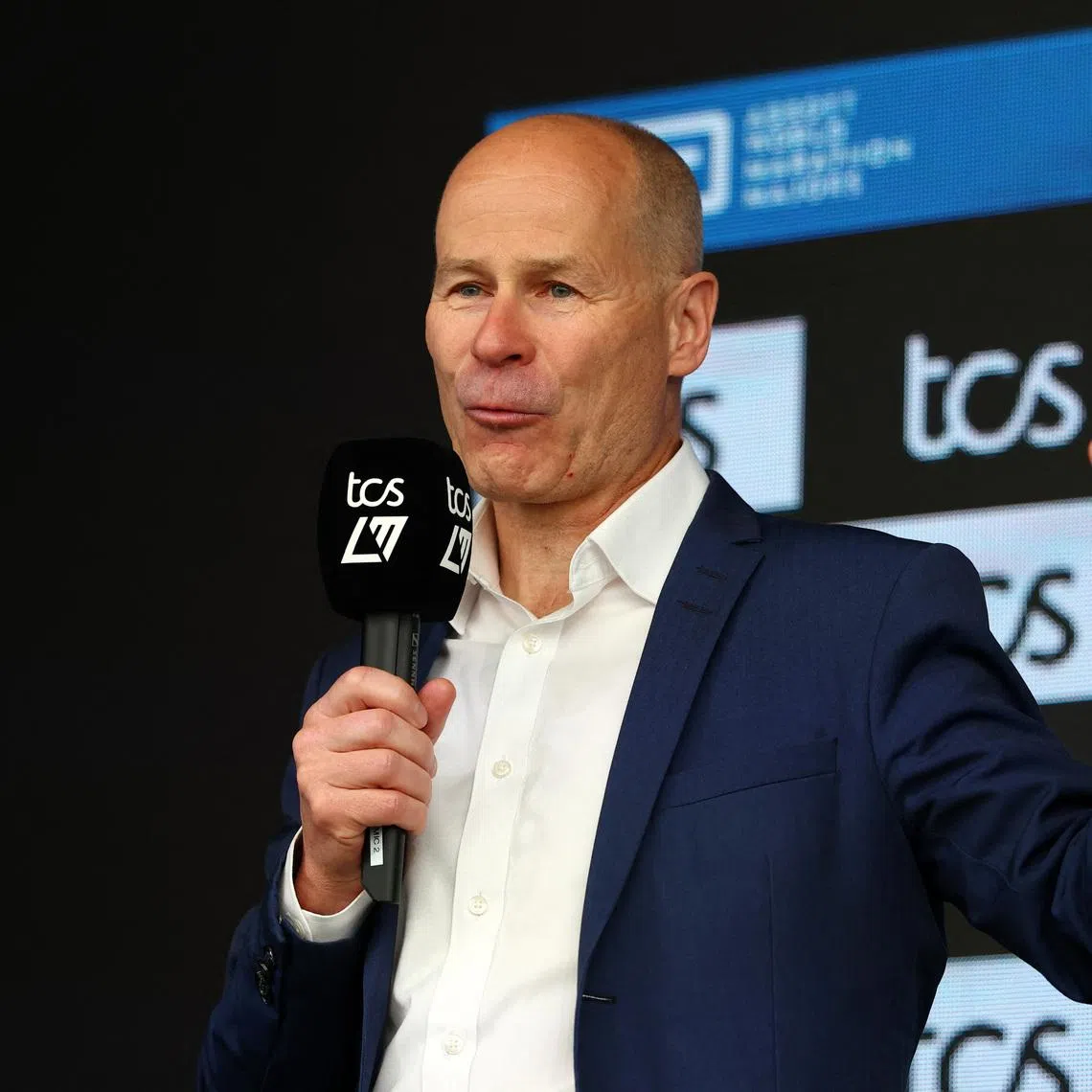 FILE PHOTO: Athletics - London Marathon - Elite Athletes Press Conferences - Day One - TCS London Marathon Media Centre, St James's Park, London, Britain - April 24, 2025 London Marathon event director Hugh Brasher during the press conference ahead of the marathon Action Images via Reuters/Matthew Childs/File Photo