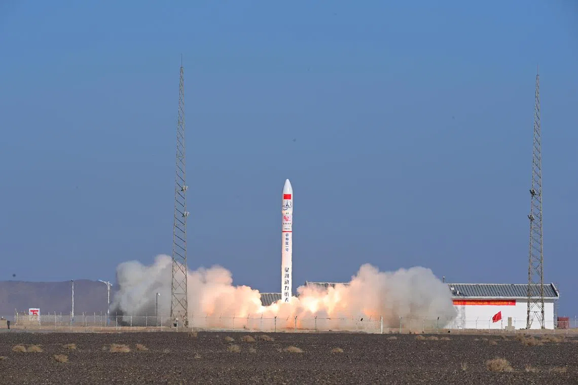 A CERES-1 Y5 carrier rocket is launched from the Jiuquan Satellite Launch Center, northwest China, on Jan 9, 2023. 