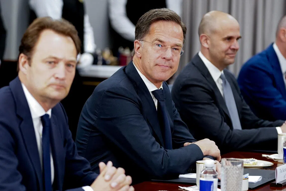 NATO Secretary General Mark Rutte attends a meeting with U.S. Defense Secretary Pete Hegseth (not pictured) at the Pentagon in Washington, D.C., U.S., April 24, 2025. REUTERS/Nathan Howard