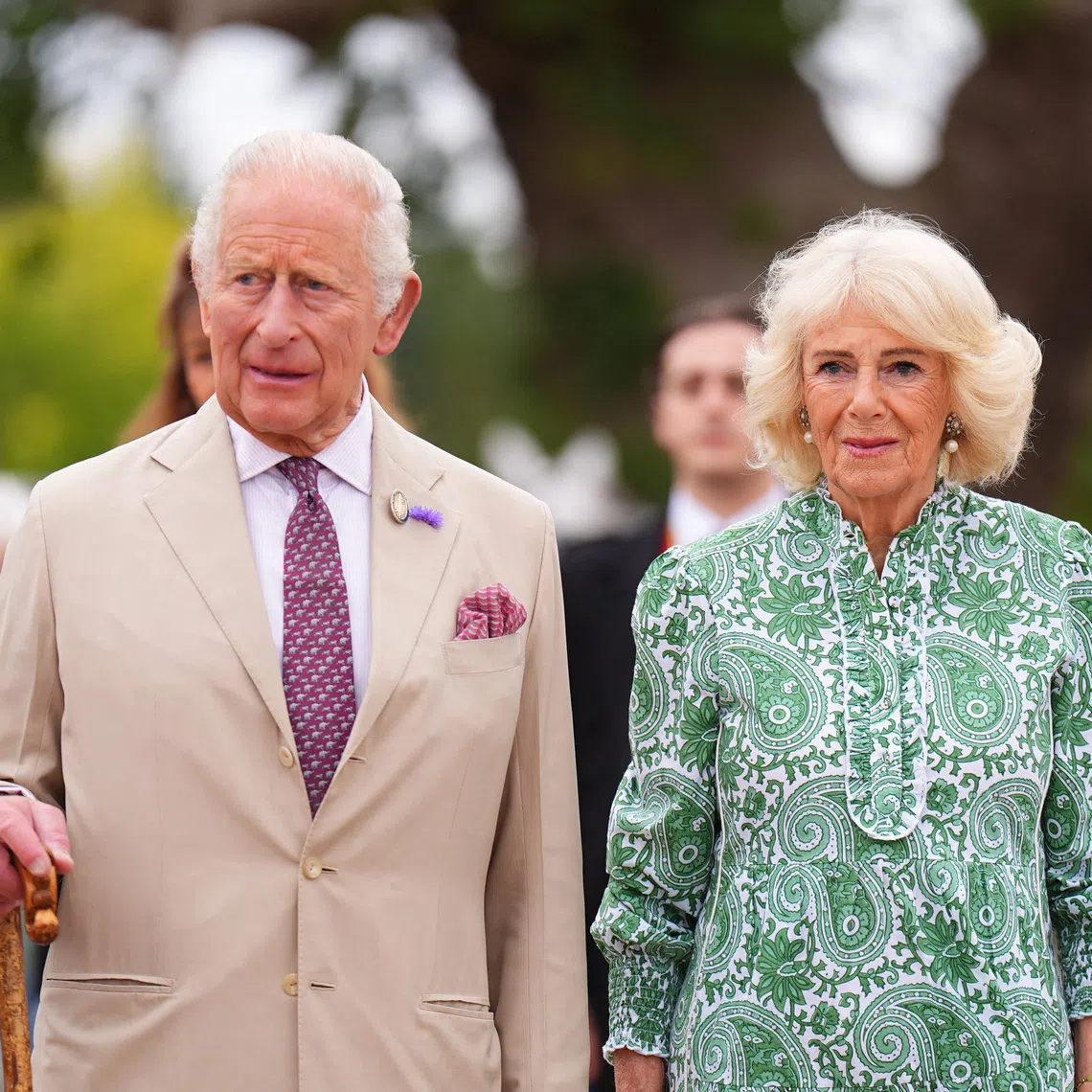 FILE PHOTO: King Charles, Patron of the Royal Horticultural Society (RHS), and Queen Camilla arrive for a visit to the RHS Sandringham Flower Show, which is being held this year on the Sandringham Estate in Norfolk. Picture date: Wednesday July 22, 2026.    Aaron Chown/Pool via REUTERS/File Photo