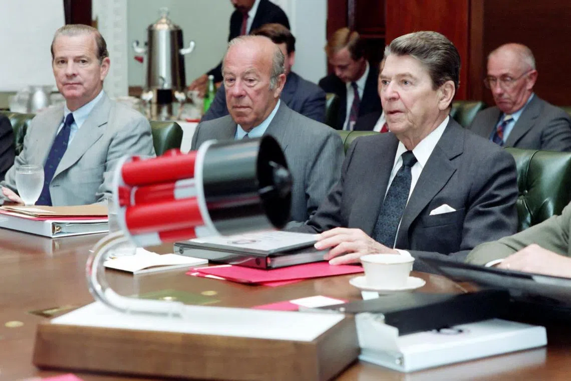 Former US president Ronald Reagan Ronald Reagan’s (right) vision of space as a battle theatre did materialise.