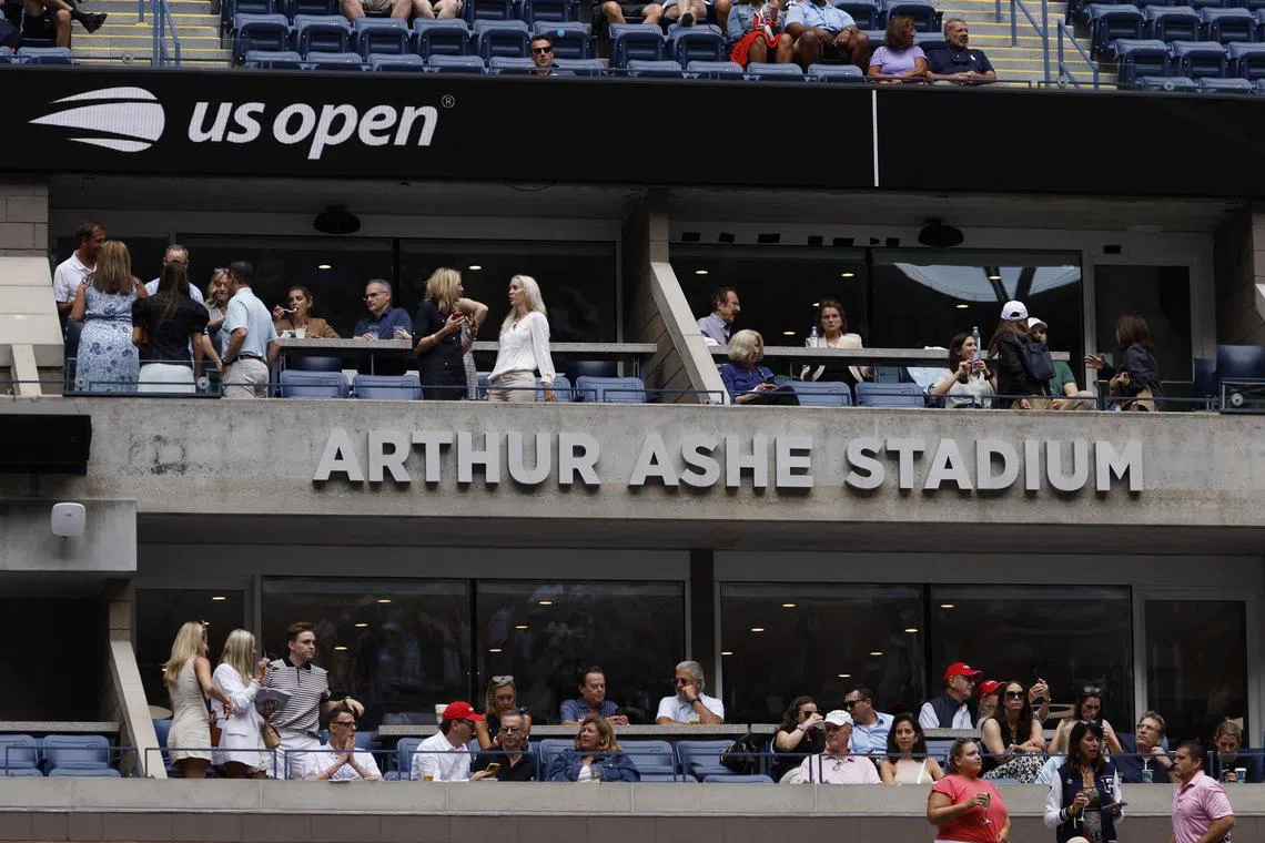 FILE PHOTO: Tennis - U.S. Open - Flushing Meadows, New York, United States - August 30, 2024 General view of the Arthur Ash Stadium ahead of the days matches REUTERS/Shannon Stapleton