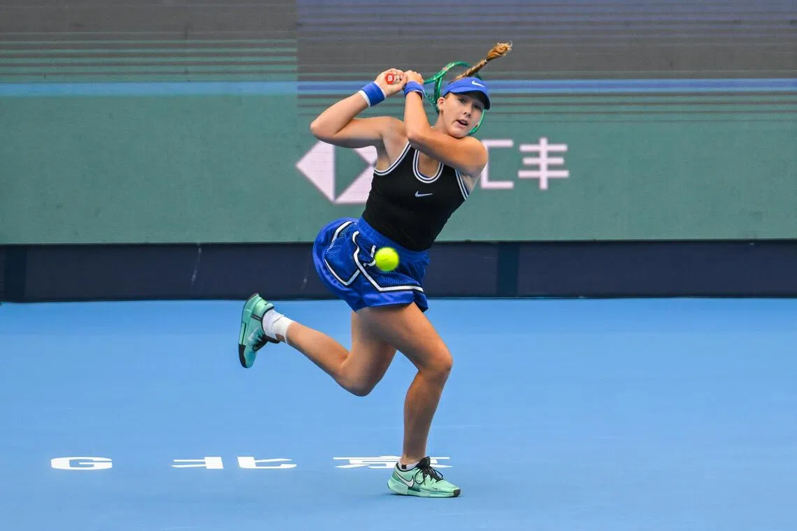 Russia's Mirra Andreeva defeated Czech Republic's Nikola Bartunkova 6-2, 6-2 during the semifinal of the China Open tennis tournament at the National Tennis Centre in Beijing, on Oct 10, 2026.