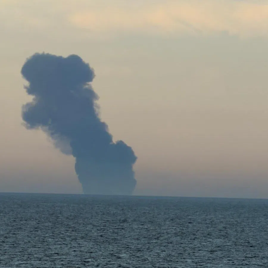 A photo said to be of the vessel circulating online. Reports indicate that the ship may have struck a mine and be in danger of sinking.