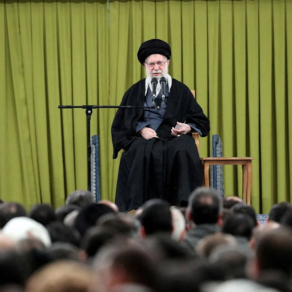 FILE PHOTO: Iran's Supreme Leader Ayatollah Ali Khamenei speaks during a meeting in Tehran, Iran, February 1, 2026. Office of the Iranian Supreme Leader/WANA (West Asia News Agency)/Handout via REUTERS
