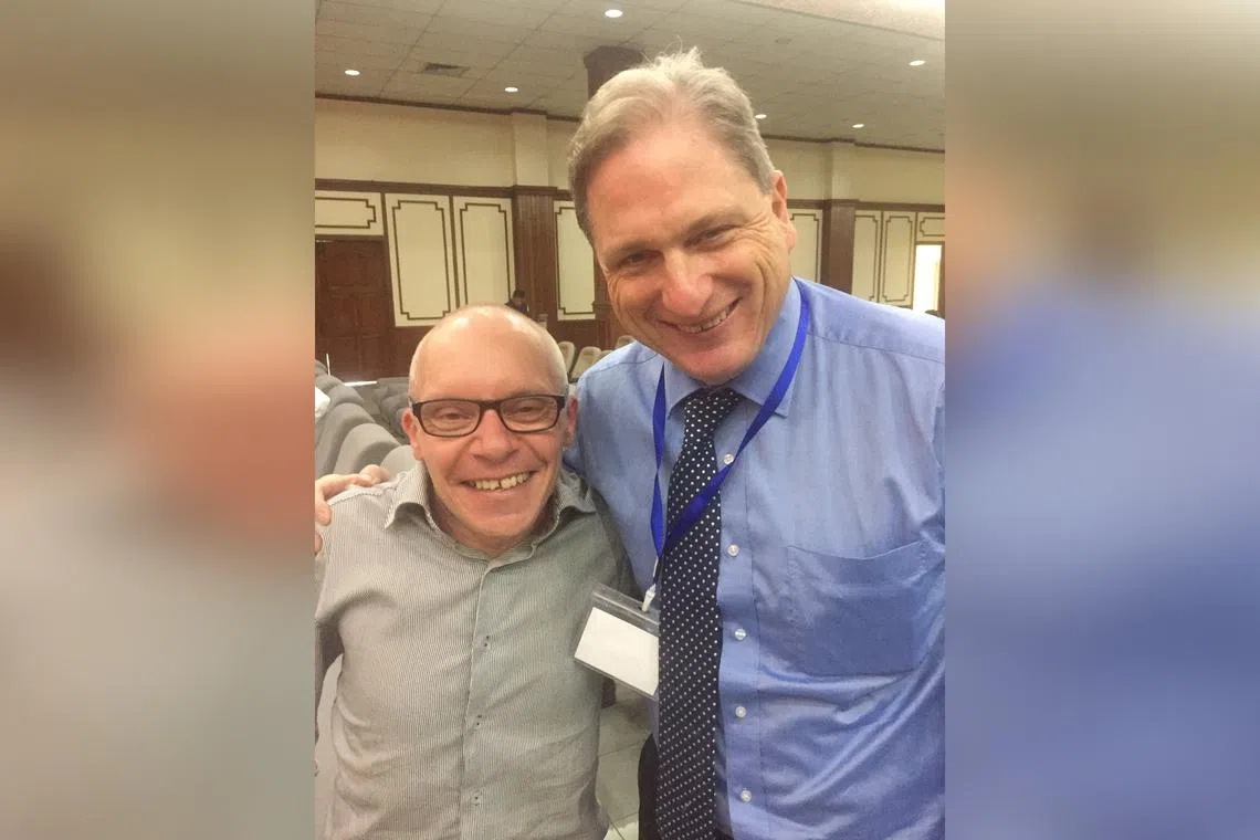 Australian economist Sean Turnell (left) with fellow economist Tim Harcourt in a photo from 2017.