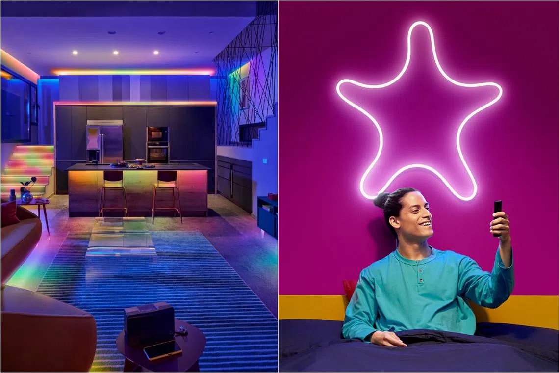 The WiZ smart lighting range includes RGBIC LED strips and a flexible LED neon strip.