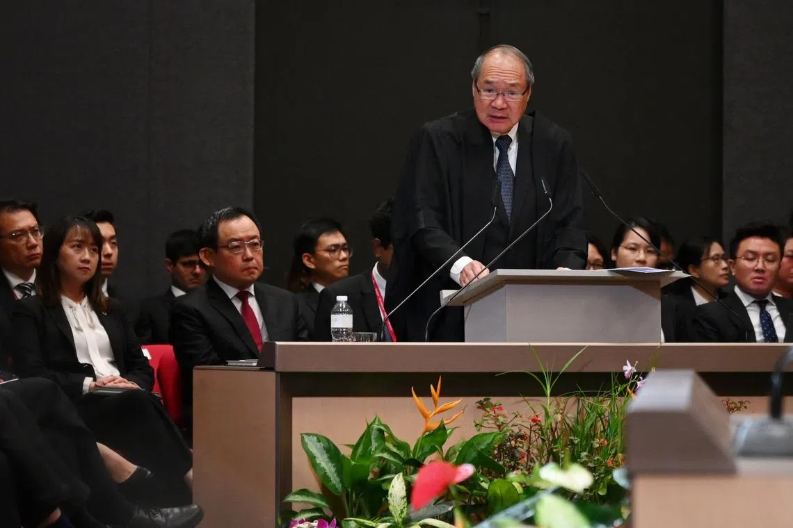 Attorney-General Lucien Wong at an annual ceremony to mark the opening of the legal year at the Supreme Court auditorium on Jan 13.