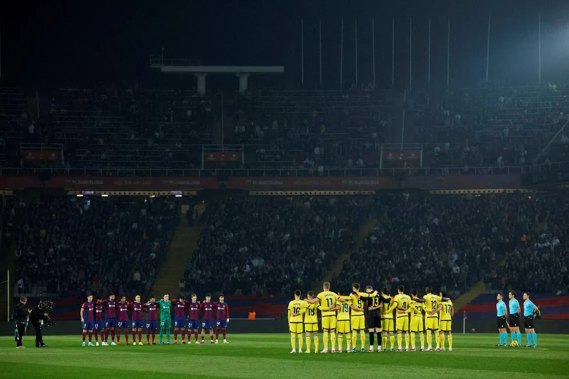 FILE PHOTO: Soccer Football - LaLiga - FC Barcelona v Villarreal - Estadi Olimpic Lluis Companys, Barcelona, Spain - January 27, 2024 General view during a minute's silence before the match REUTERS/Albert Gea/File Photo