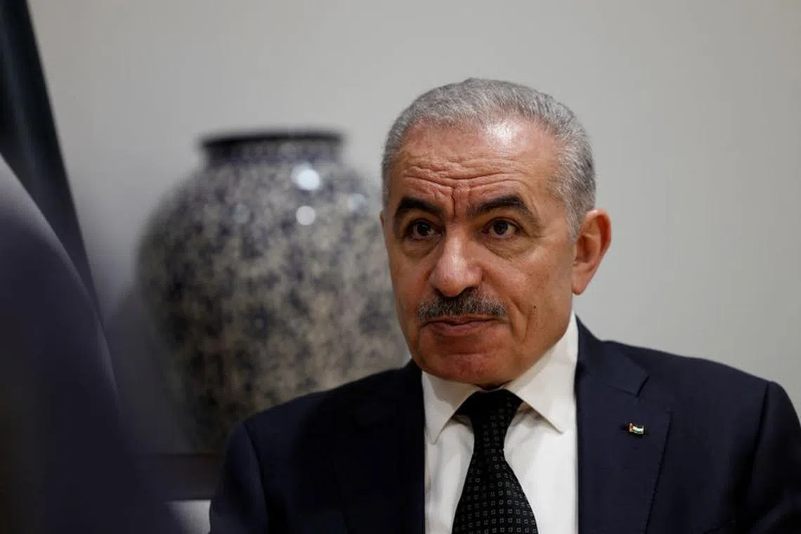 FILE PHOTO: Palestinian Prime Minister Mohammad Shtayyeh speaks to Reuters at his office in Ramallah, in the Israeli-occupied West Bank, November 15, 2023 REUTERS/James Oatway/File Photo