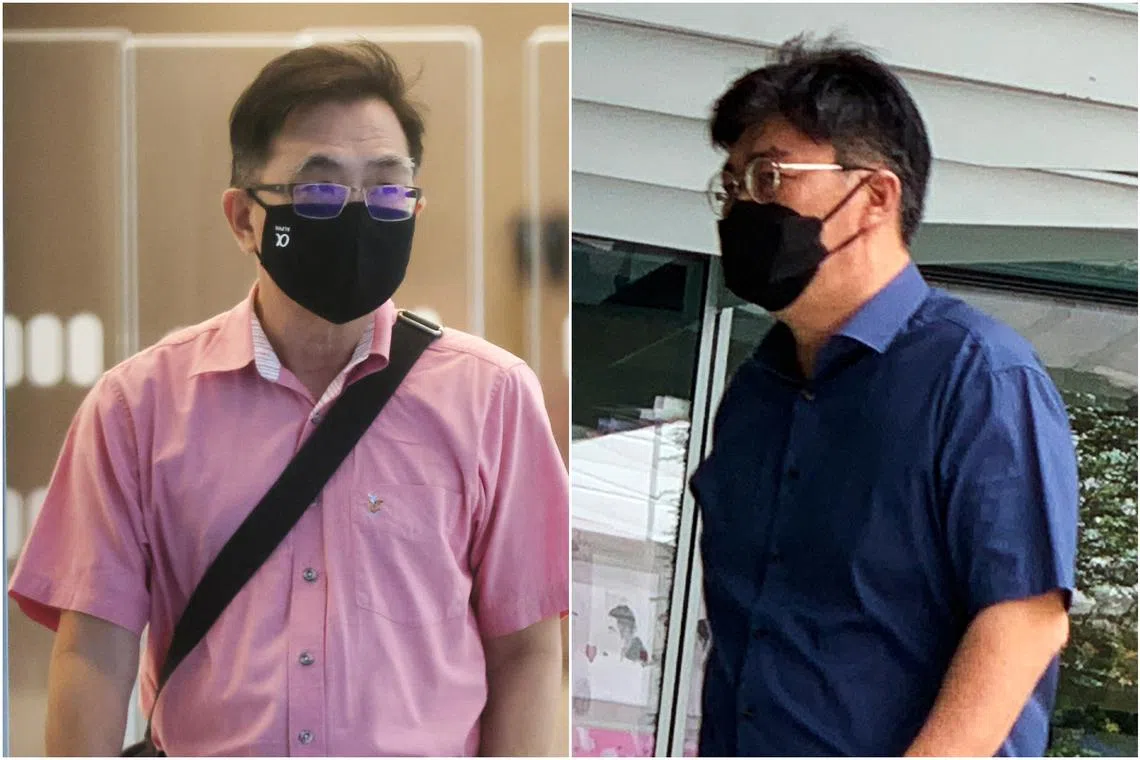 The case against Kwek Kee Seng (left) and Justin Low Eng Yeow will be next heard in January.