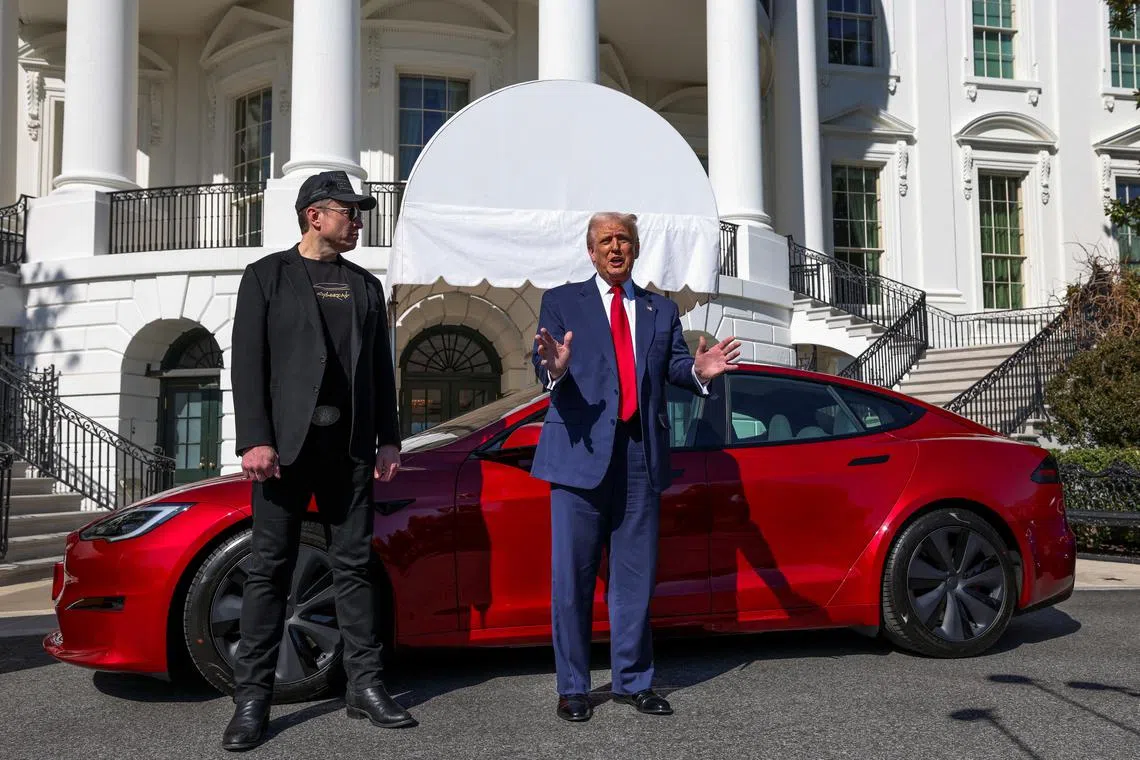 Mr Musk (left) spent more than a quarter of a billion dollars to help Mr Trump win November’s presidential election.