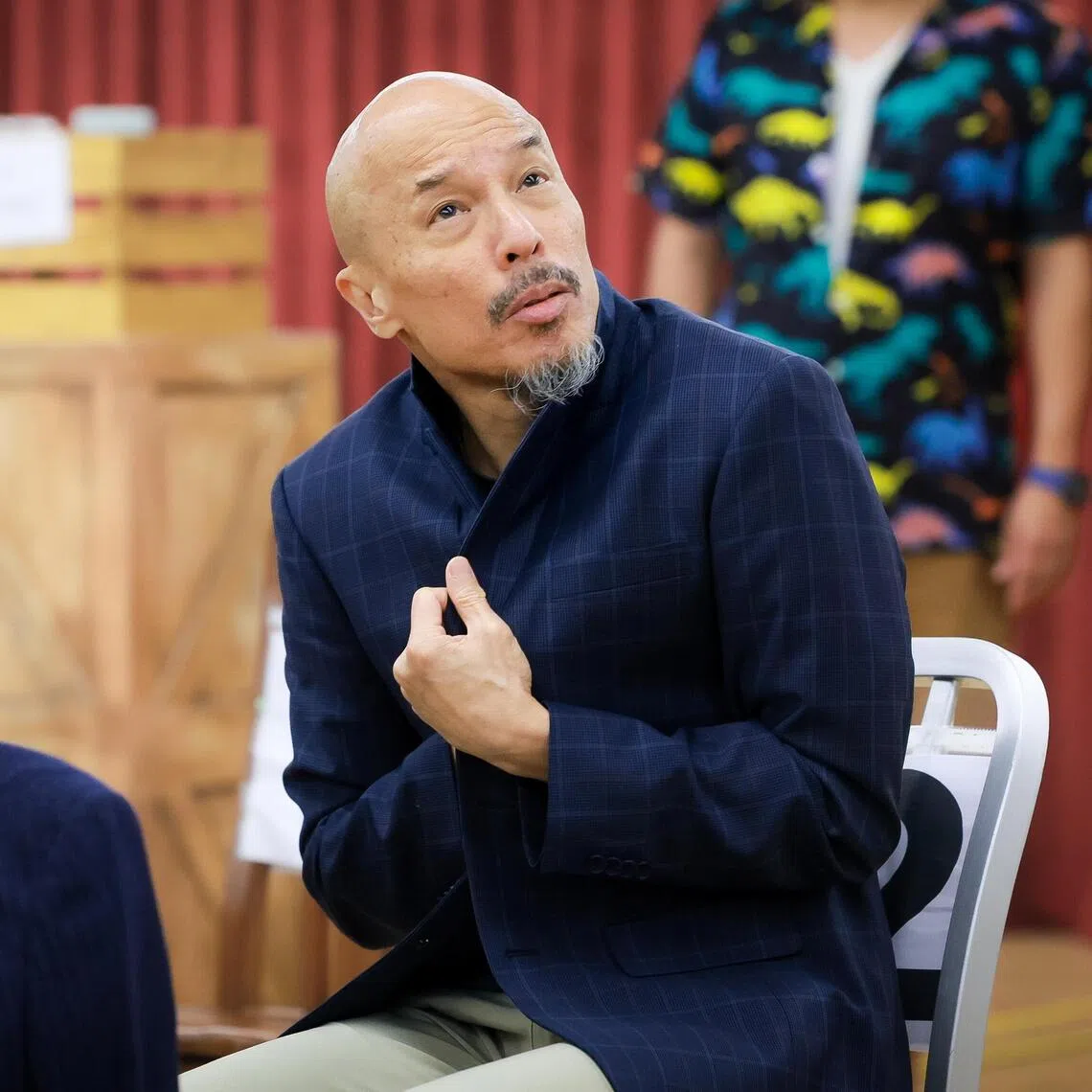 Veteran actor Lim Yu-Beng in a rehearsal for Come From Away, which plays from Sept 11 to 27 at the Victoria Theatre.
