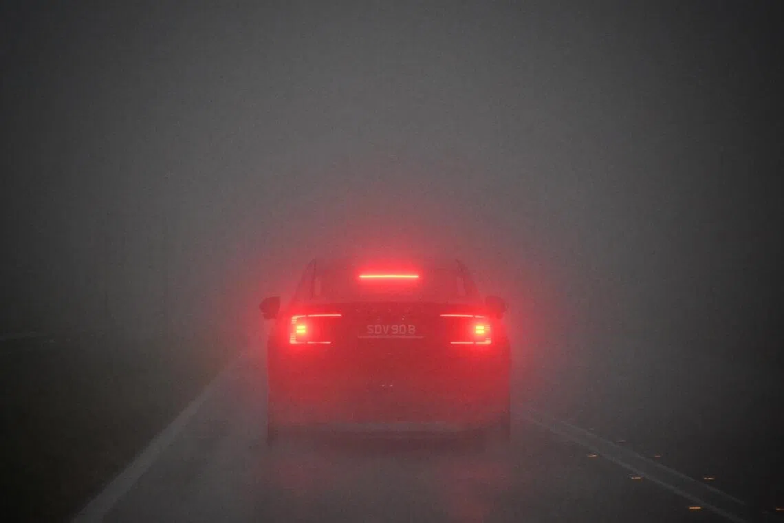 Silent Hill: The tail lights of the Volvo ES90 became quite hard to see when the mountain fog at Titiwangsa Mountain range descended.