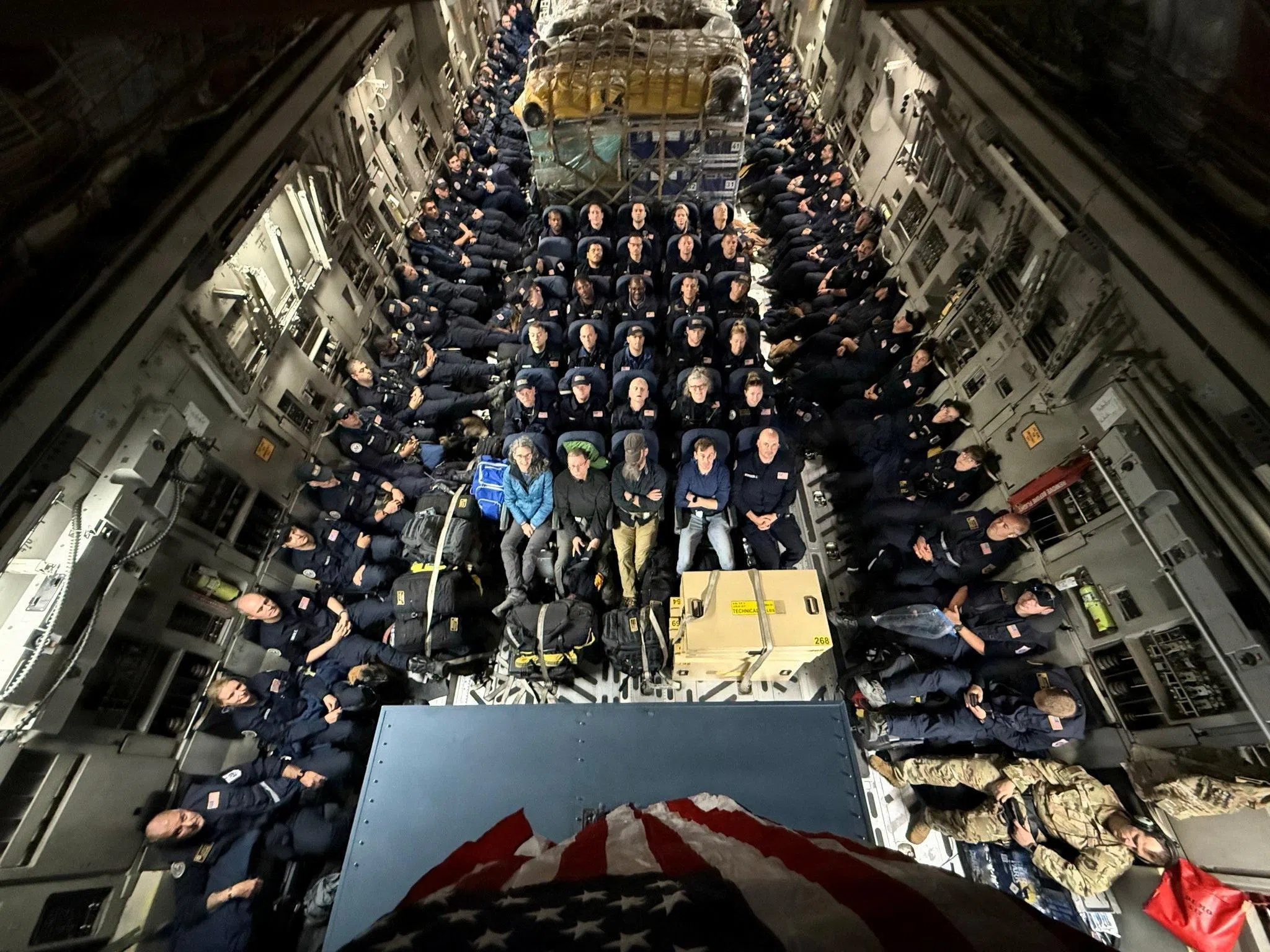 A Virginia Task Force 1 urban search and rescue team travels to Venezuela to assist in the earthquake response, aboard a U.S. Air Force C-17 Globemaster III,  June 26, 2026.  Lt. Col. Daniel Holder/U.S. Air Force/Handout via REUTERS   THIS IMAGE HAS BEEN SUPPLIED BY A THIRD PARTY