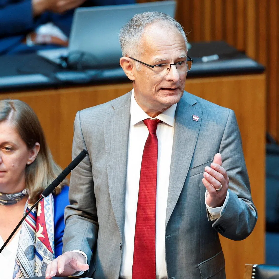 Austrian Finance Minister Markus Marterbauer gives his annual budget speech to parliament in Vienna, Austria, June 10, 2026. REUTERS/Lisa Leutner