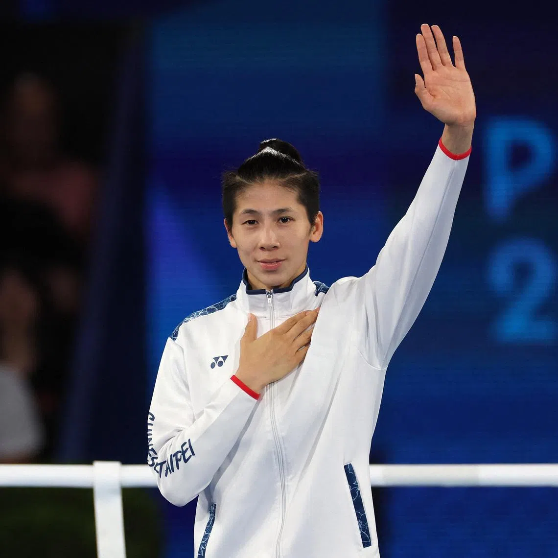Paris 2024 Olympics - Boxing - Women's 57kg - Victory Ceremony - Roland-Garros Stadium, Paris, France - August 10, 2024. Gold medallist Lin Yu-ting of Taiwan waves. REUTERS/Pilar Olivares/File Photo