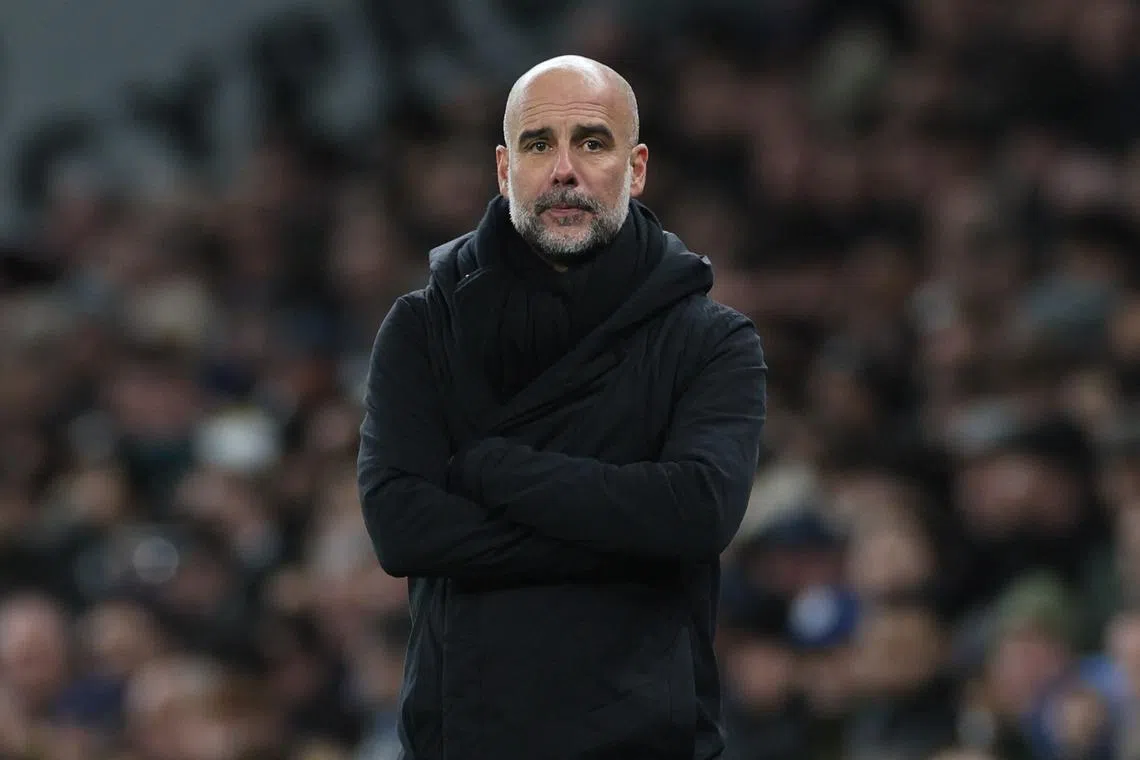 FILE PHOTO: Soccer Football - Premier League - Tottenham Hotspur v Manchester City - Tottenham Hotspur Stadium, London, Britain - February 26, 2025 Manchester City manager Pep Guardiola REUTERS/Isabel Infantes/File Photo