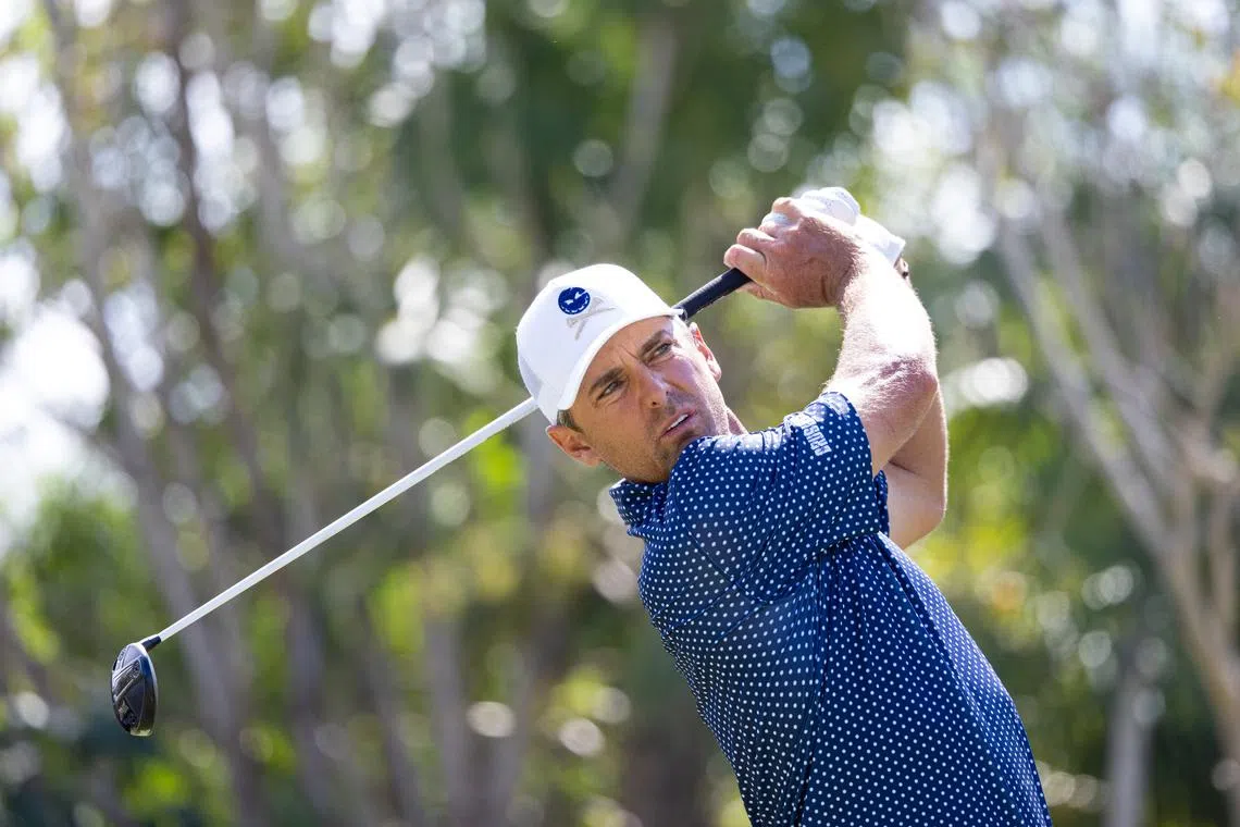 Charles Howell III hitting his shot from the seventh tee during the final round of the LIV Golf Mayakoba at El Camaleon Golf Course on Sunday in Mexico.
