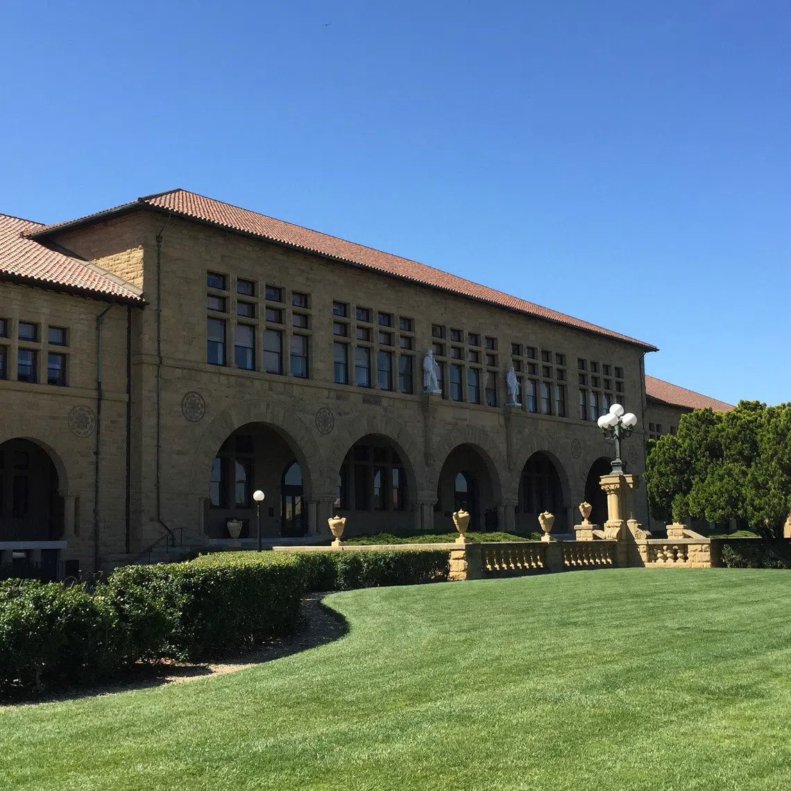 General view of main quad building on the campus of Stanford University, Sep 17, 2016; Stanford, CA, USA. Mandatory Credit: Kirby Lee-USA TODAY Sports