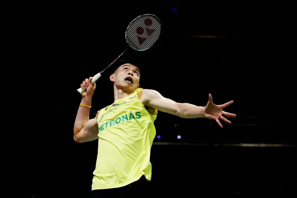 Malaysia’s No. 1 Leong Jun Hao competing during the BWF World Championships in August 2026.
